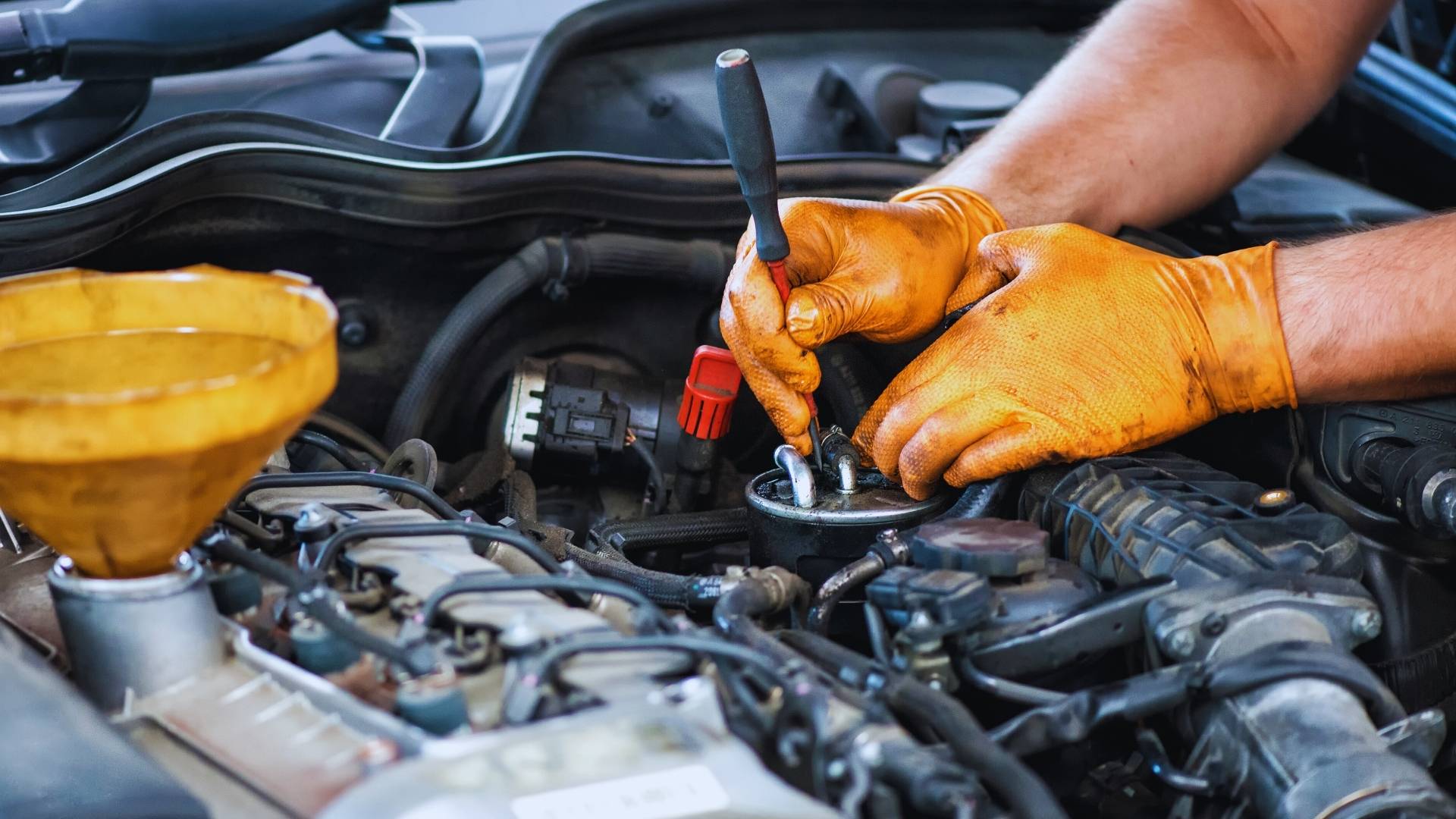 Mechanic working on Diesel Engine